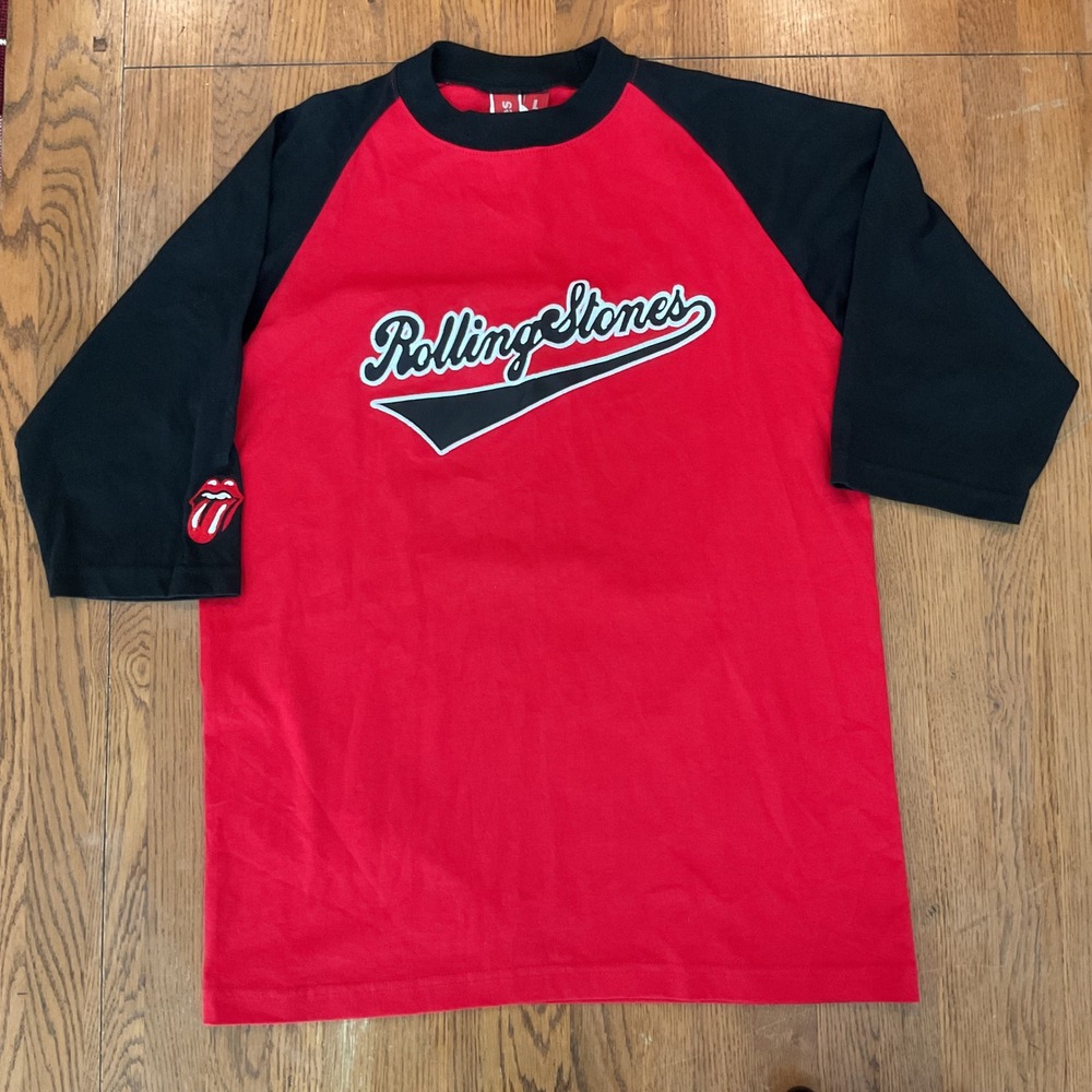 Vintage Rolling Stones 2002 Licks World Tour Raglan Baseball Tee Red Black Large
